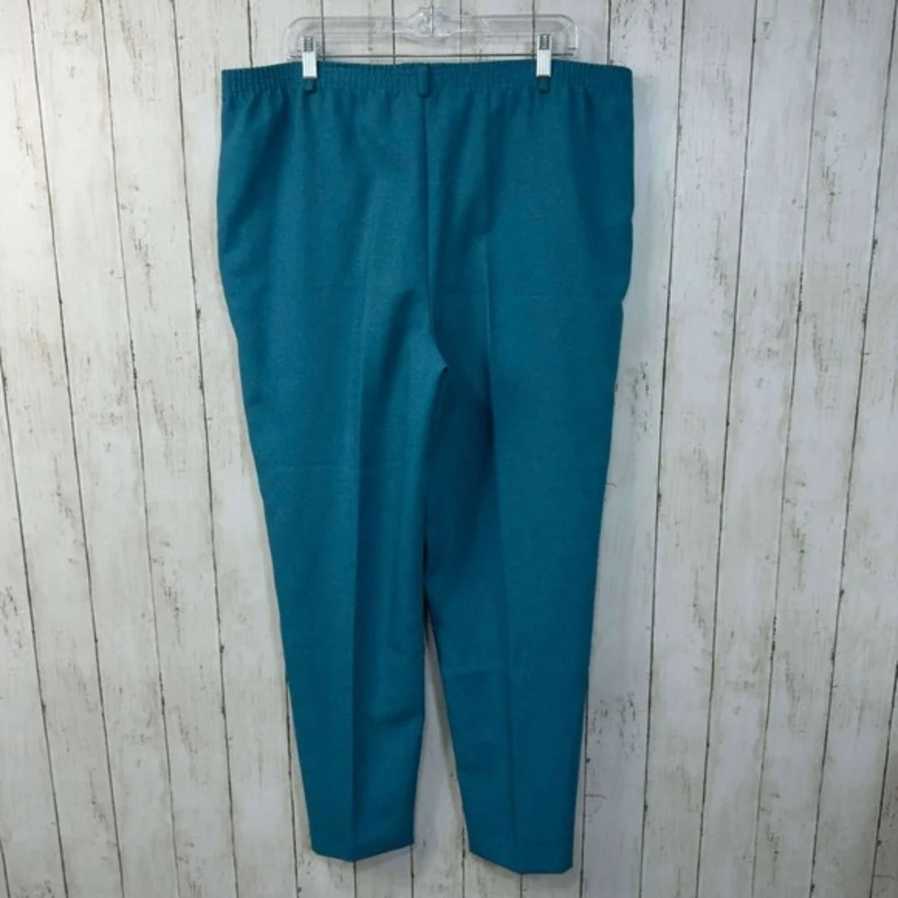 Alfred Dunner Women's Teal Stretch Pull-On Pants Made‎ in USA Size 16